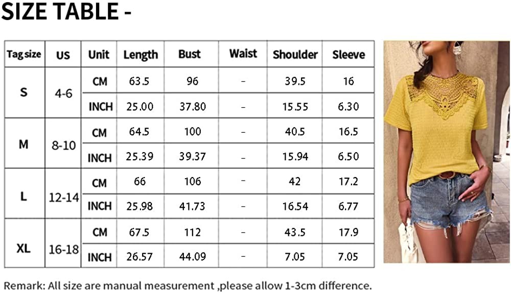 Women s Summer Casual Boho T-Shirts Loose Short Sleeve Crochet Hollow Panel Tops Tunic Shirt