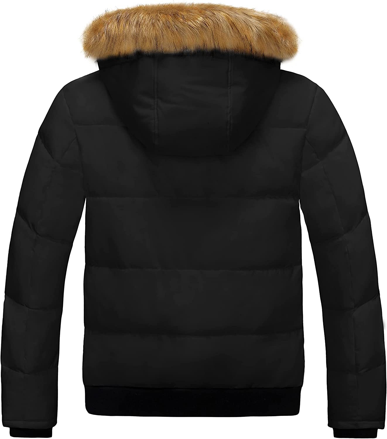Wantdo Men s Puffer Jacket Cotton Coat with Removable Hood Black Small