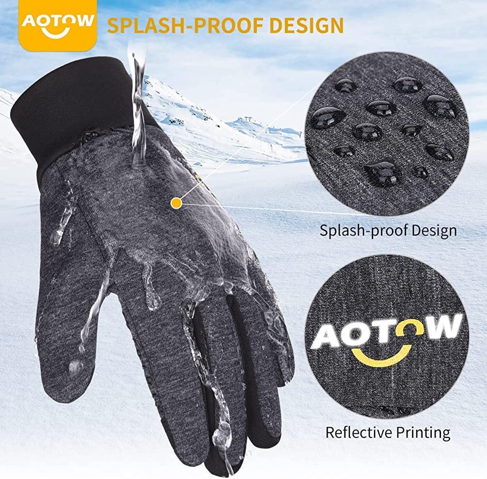 Kids Winter Touchscreen Running Gloves: Girls Boys Warm Fleece Sport Glove Aged 4-12 Childrens for Cycling Football Gray