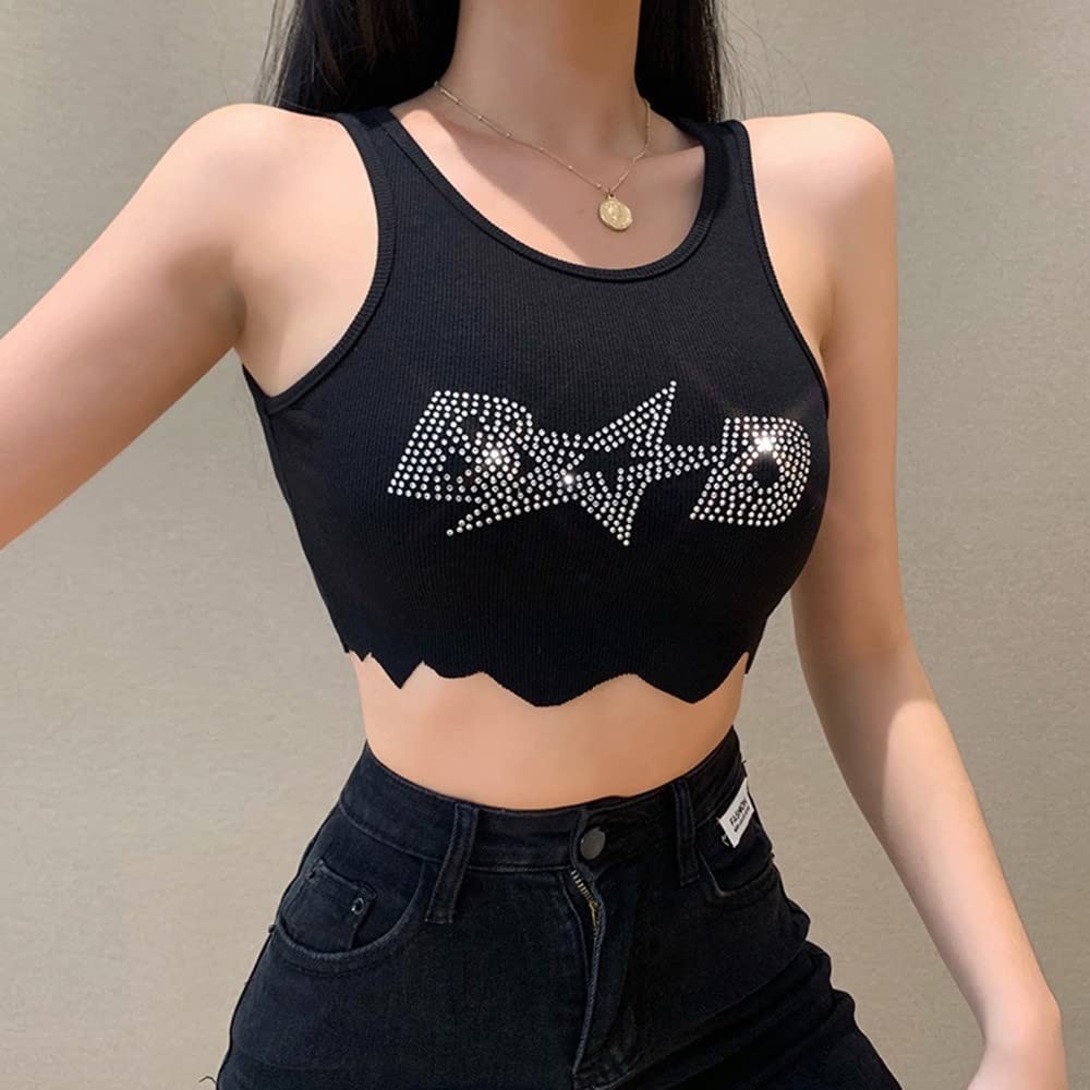 Womens Crop Tops Funny Fuck You You Fucking Fuck Letter Crewneck T Shirt Trendy Sequins Summer Graphic Tees