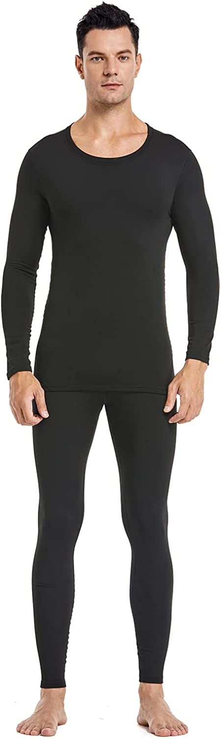 Thermal Underwear Men Ultra-Soft Long Johns Set with Fleece Lined Base Layer Winter Skiing Warm Top & Bottom