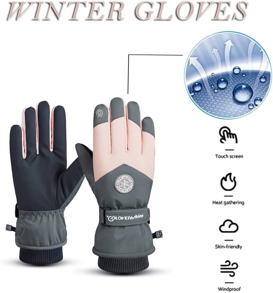 Winter Gloves Waterproof Touchscreen Snow Gloves for Men Women, Anti-Slip Warm Ski Snowboard Hiking Running Gloves