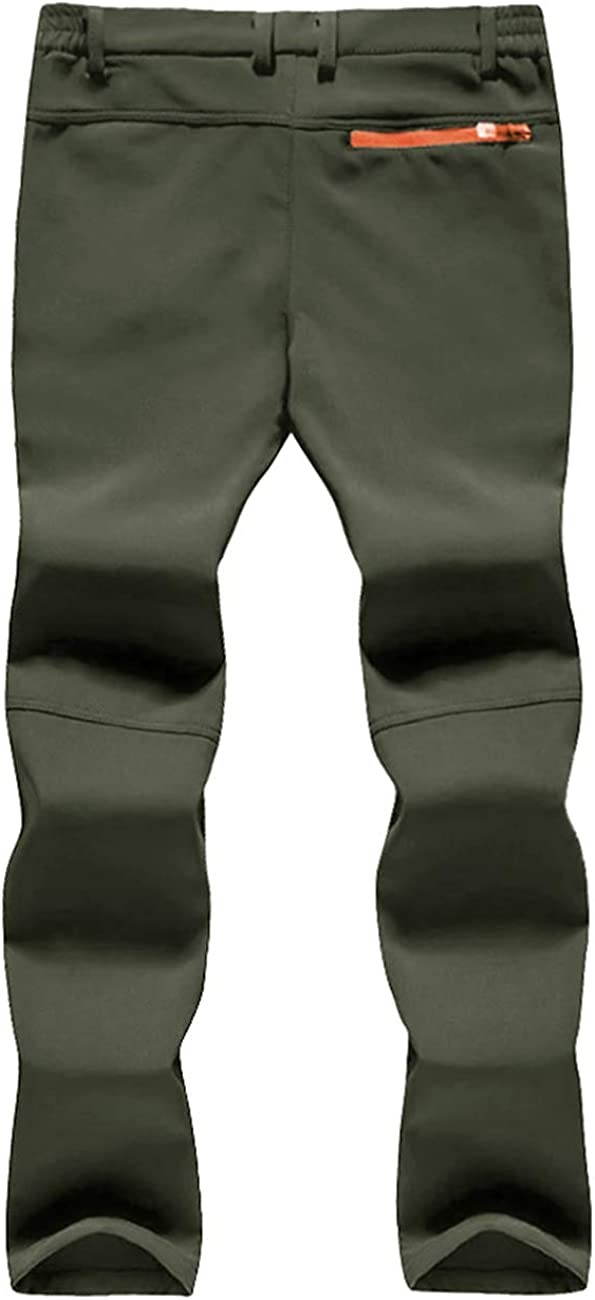 EKLENTSON Mens Winter Outdoor Softshell Fleece Lined Pants with Zipper Pockets (with No Belt)