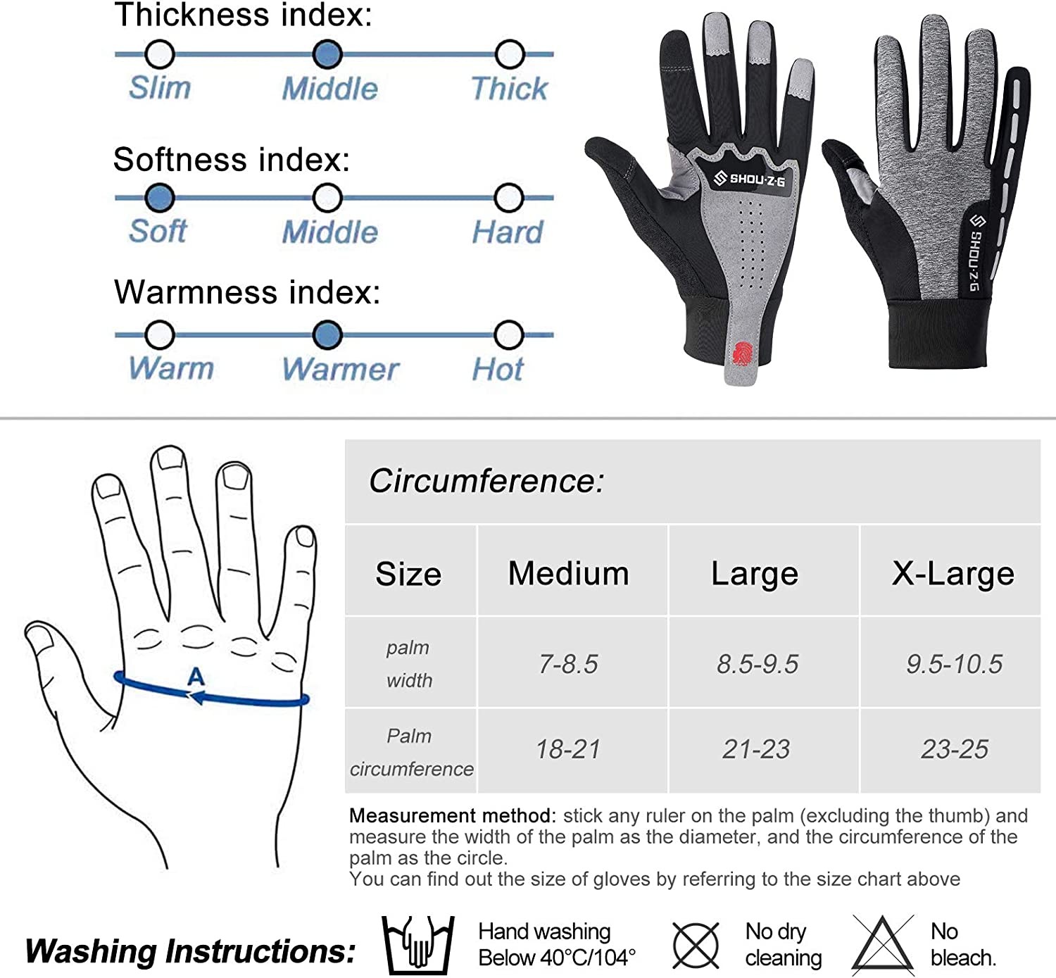 Adoric Life Winter Gloves for Men and Women - Warm Glove for Cold Weather, Thermal Gloves with Touch Screen Finger for Workout, Running, Cycling, Bike