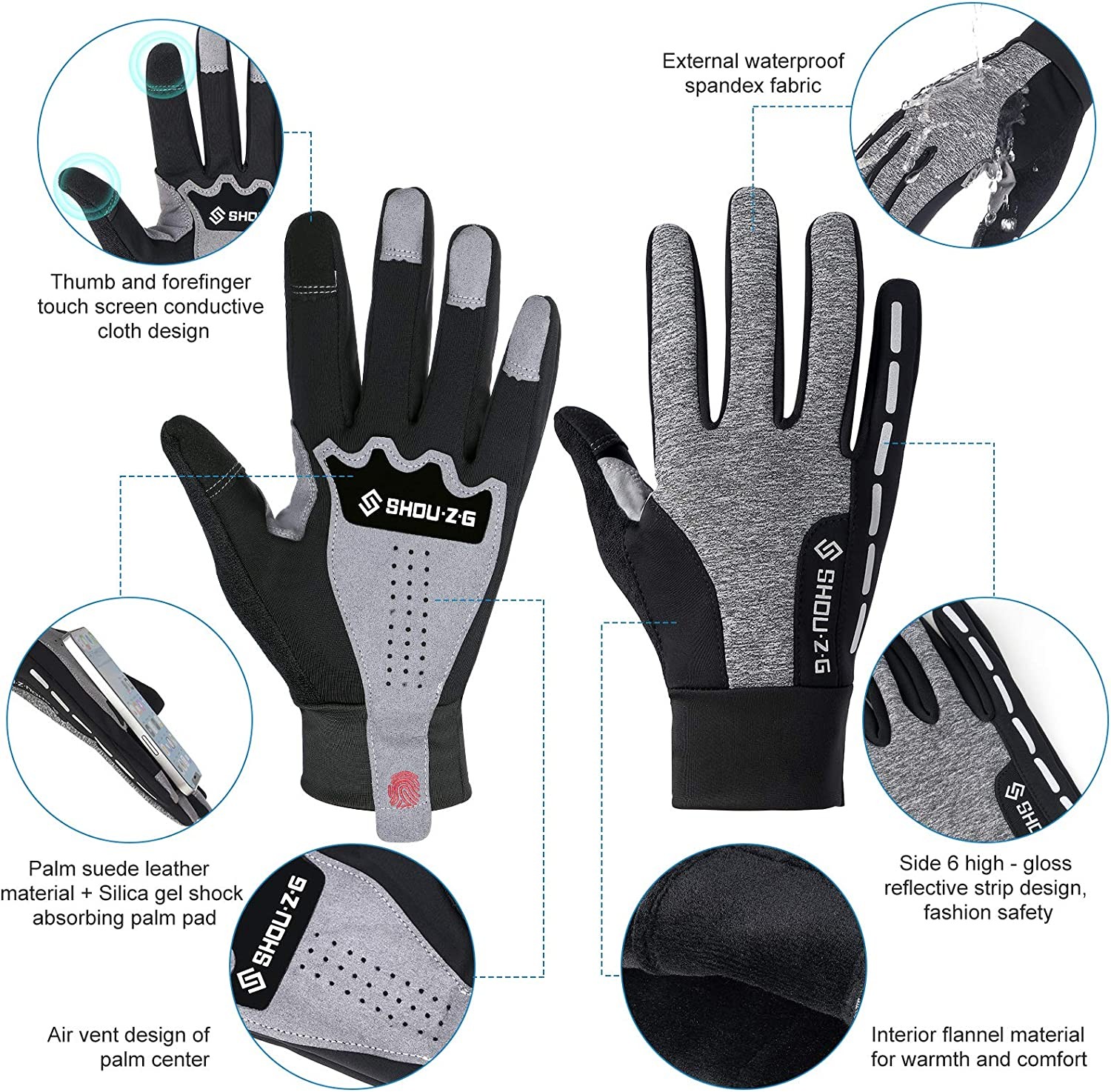 Adoric Life Winter Gloves for Men and Women - Warm Glove for Cold Weather, Thermal Gloves with Touch Screen Finger for Workout, Running, Cycling, Bike