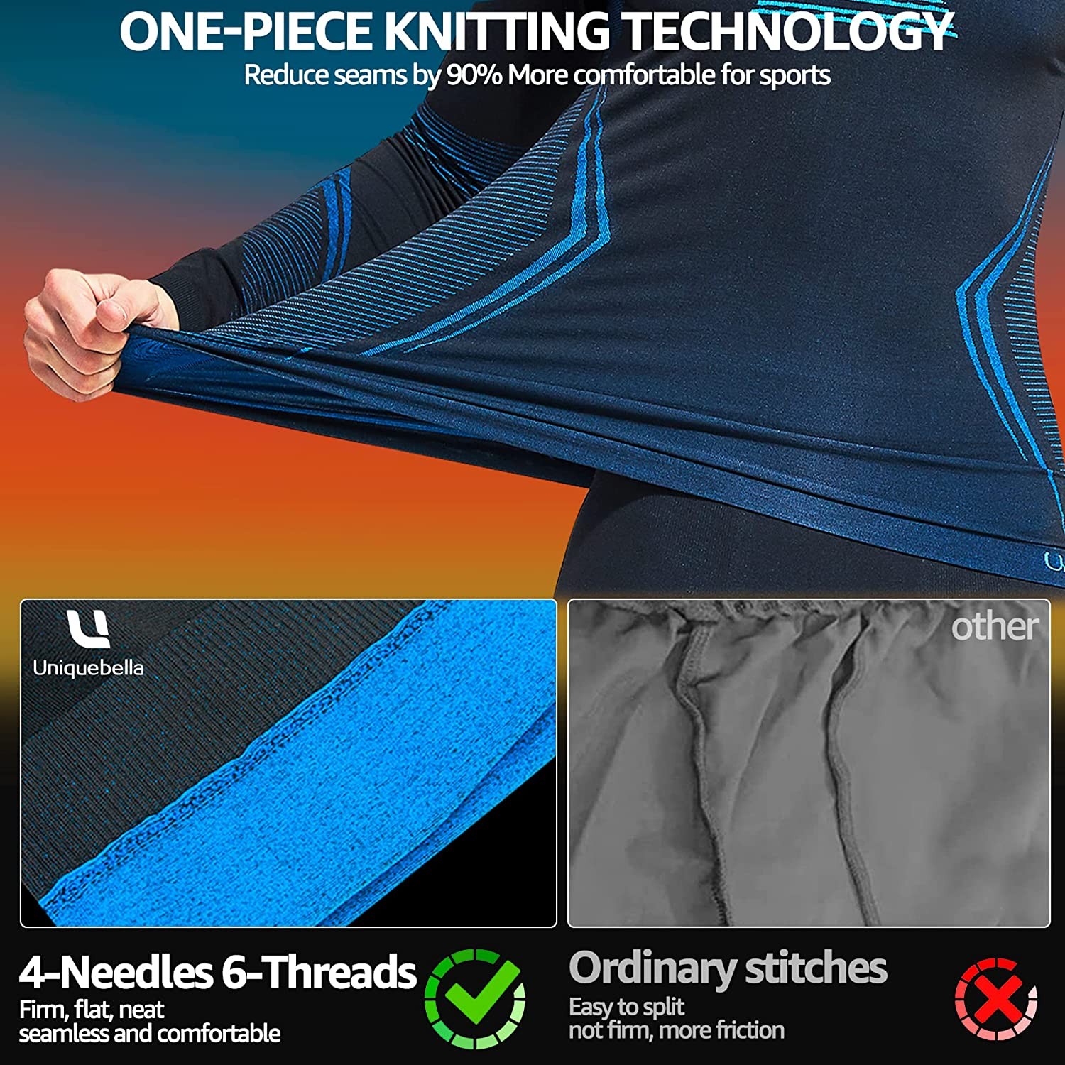UNIQUEBELLA Men s Thermal Underwear Sets Top & Long Johns Fleece Sweat Quick Drying Thermo Base Layer