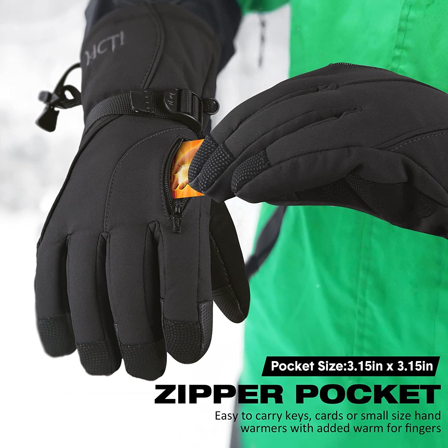 MCTi Waterproof Mens Ski Gloves Winter Warm 3M Thinsulate Snowboard Snowmobile Cold Weather Gloves