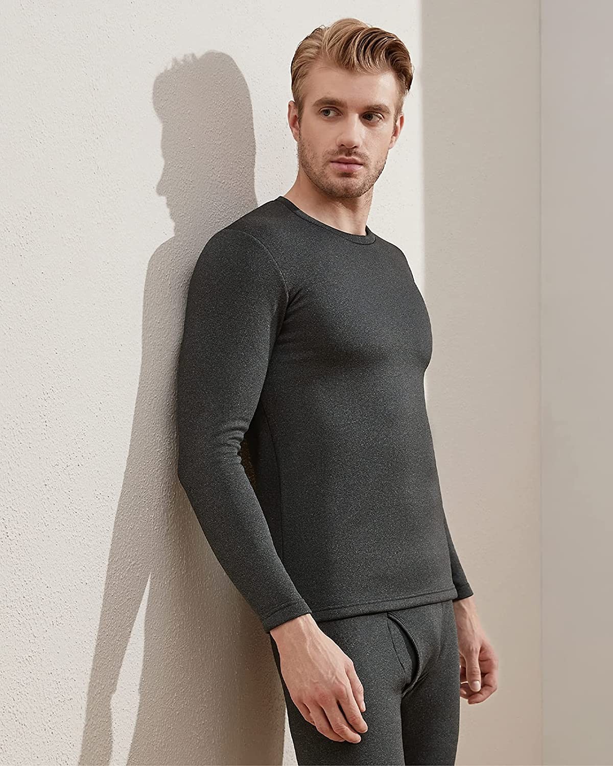 LAPASA Men s Mid/Heavy Weight Thermal Underwear Top, Fleece Lined Long Sleeve Shirt, Soft Base Layer Top (Thermoflux M55/M26)