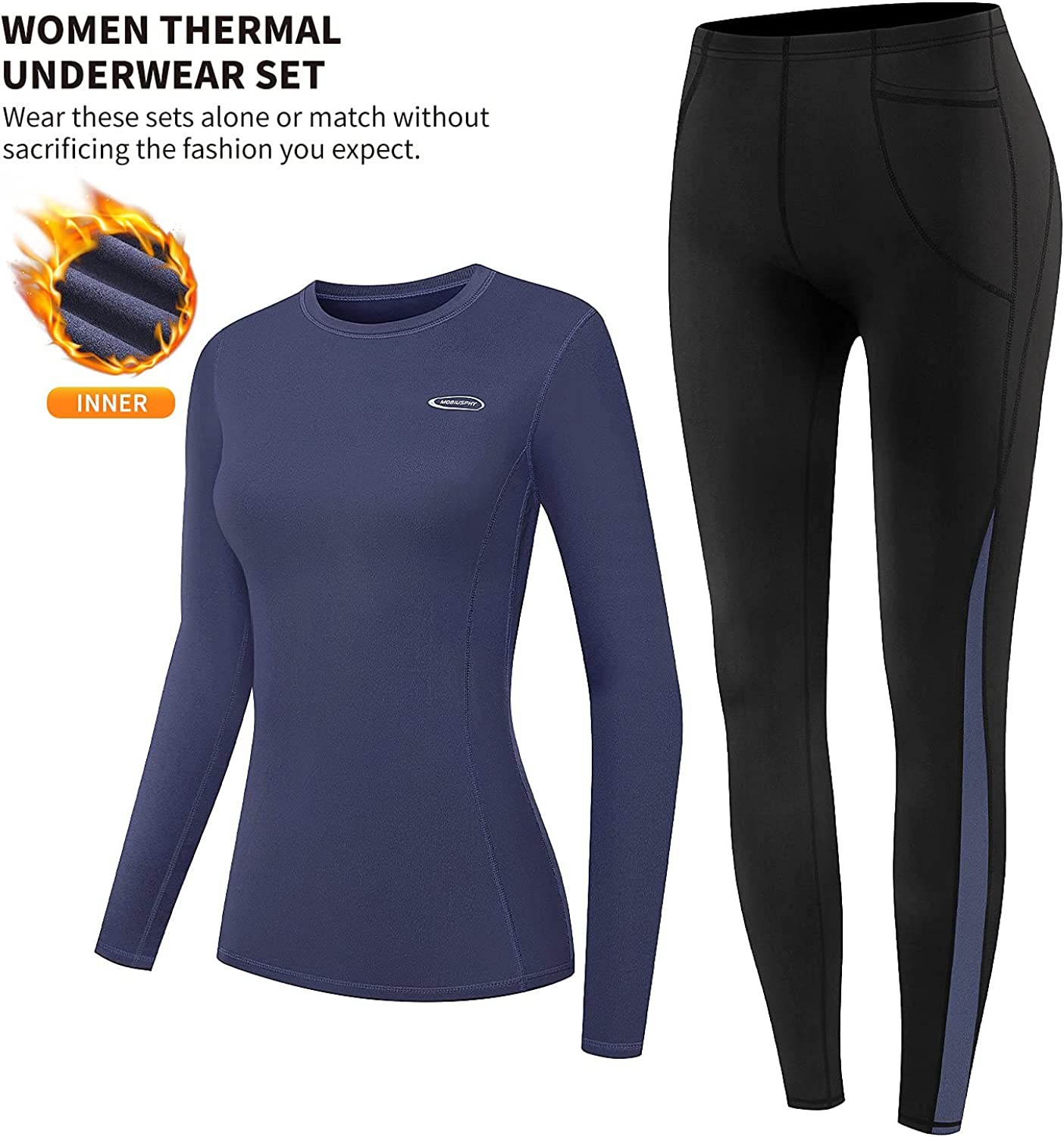 ViCherub Men s Thermal Underwear Set Long Johns for Men with Fleece Lined Base Layer Top Bottom