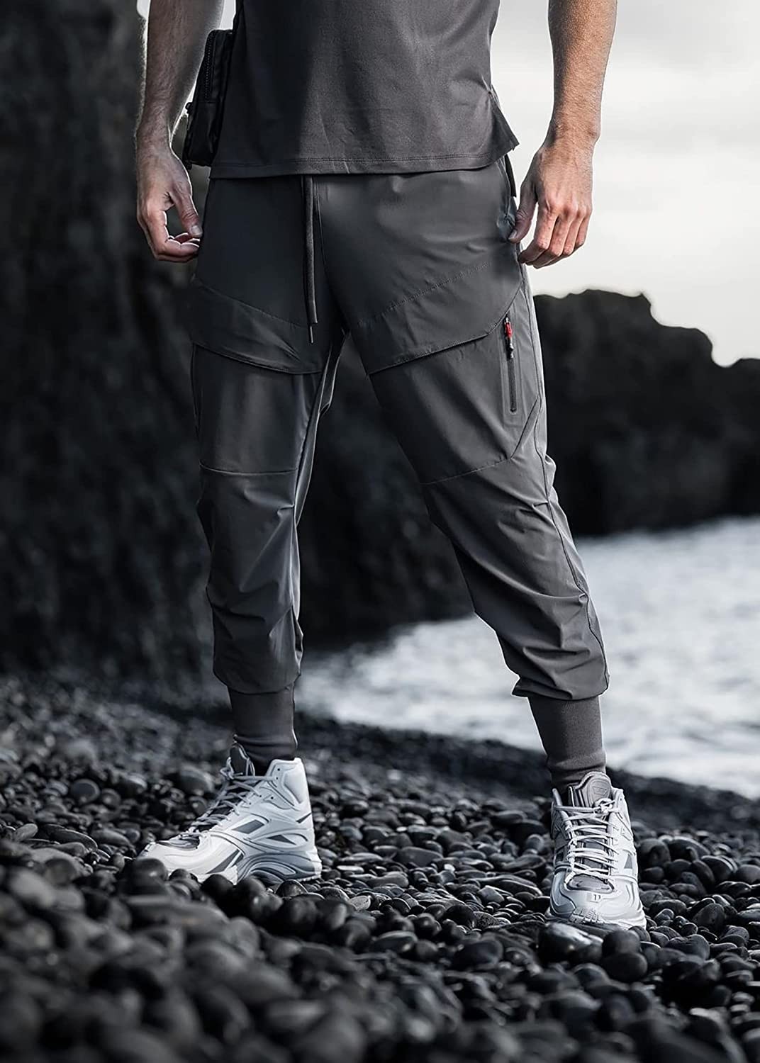 MECH-ENG Men s Athletic Cargo Joggers, Fitness Tapered Pants,Slim Fit Track Pants,Quick-Dry Workout Sweatpants
