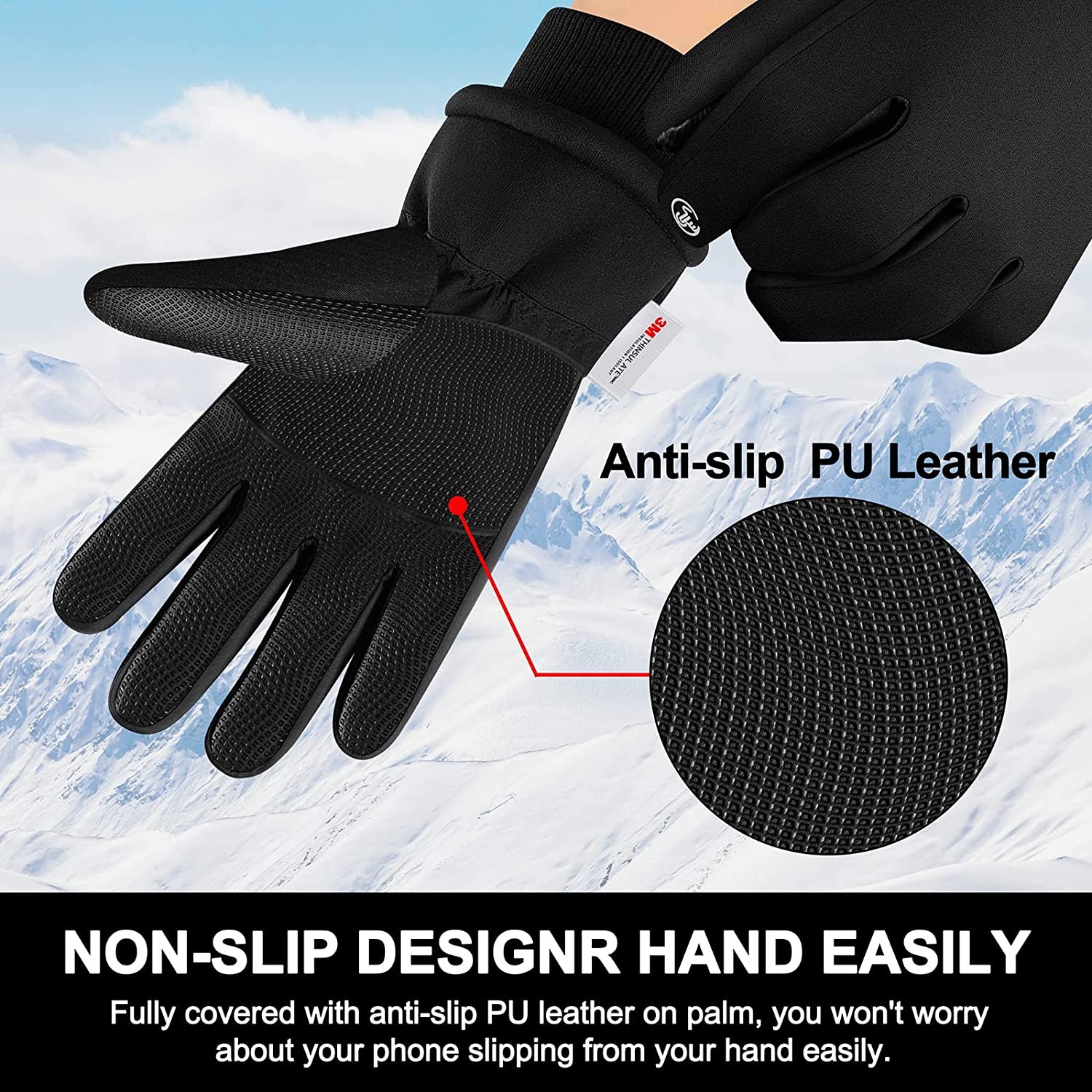 LECEVOCY Winter Warm Thermal Snow Gloves for Cold Weather-30℉Waterproof Windproof Touchscreen Ski Gloves for Work Hiking Running Cycling Riding Bike Outdoor Men & Women