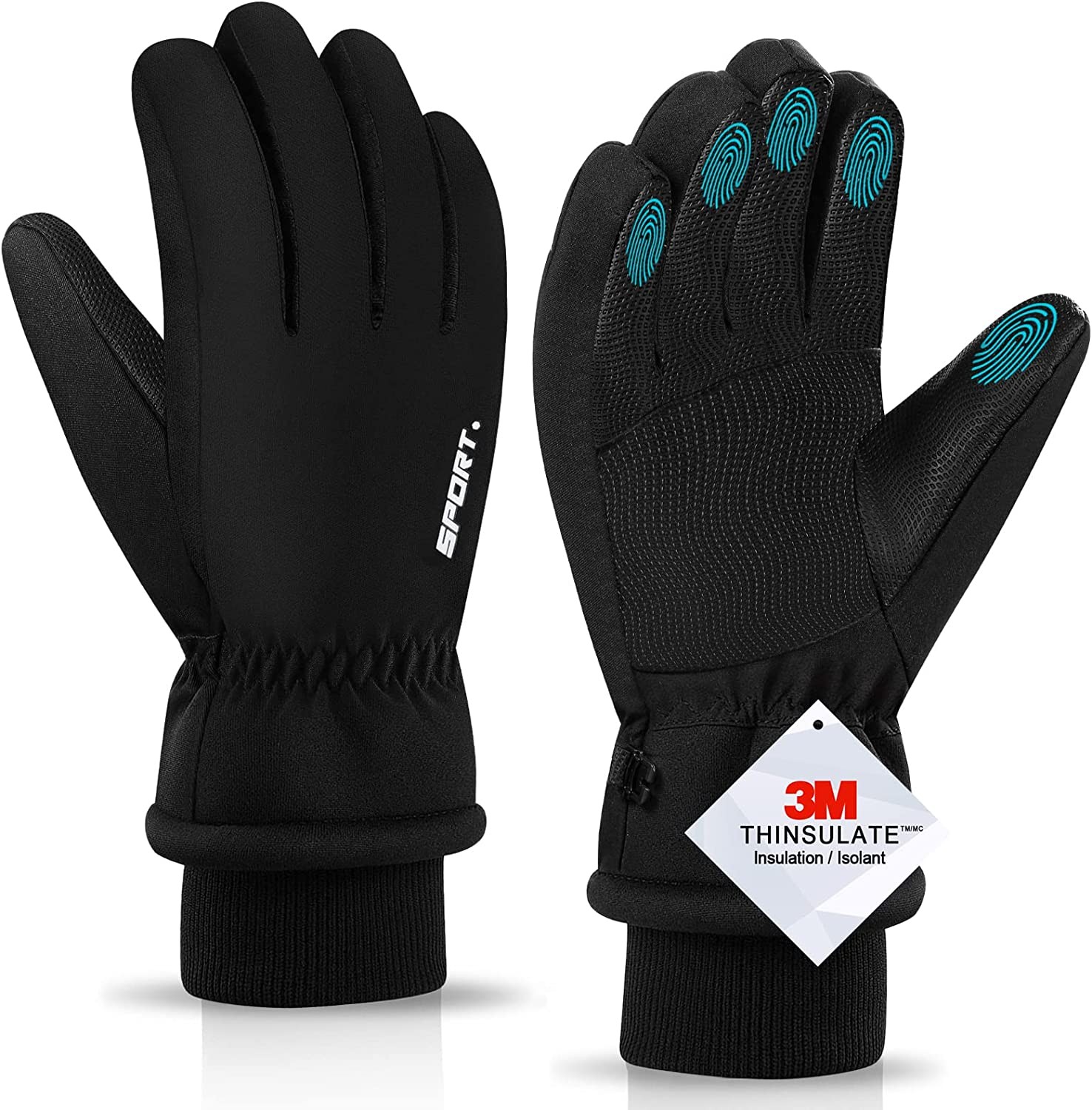 LECEVOCY Winter Warm Thermal Snow Gloves for Cold Weather-30℉Waterproof Windproof Touchscreen Ski Gloves for Work Hiking Running Cycling Riding Bike Outdoor Men & Women
