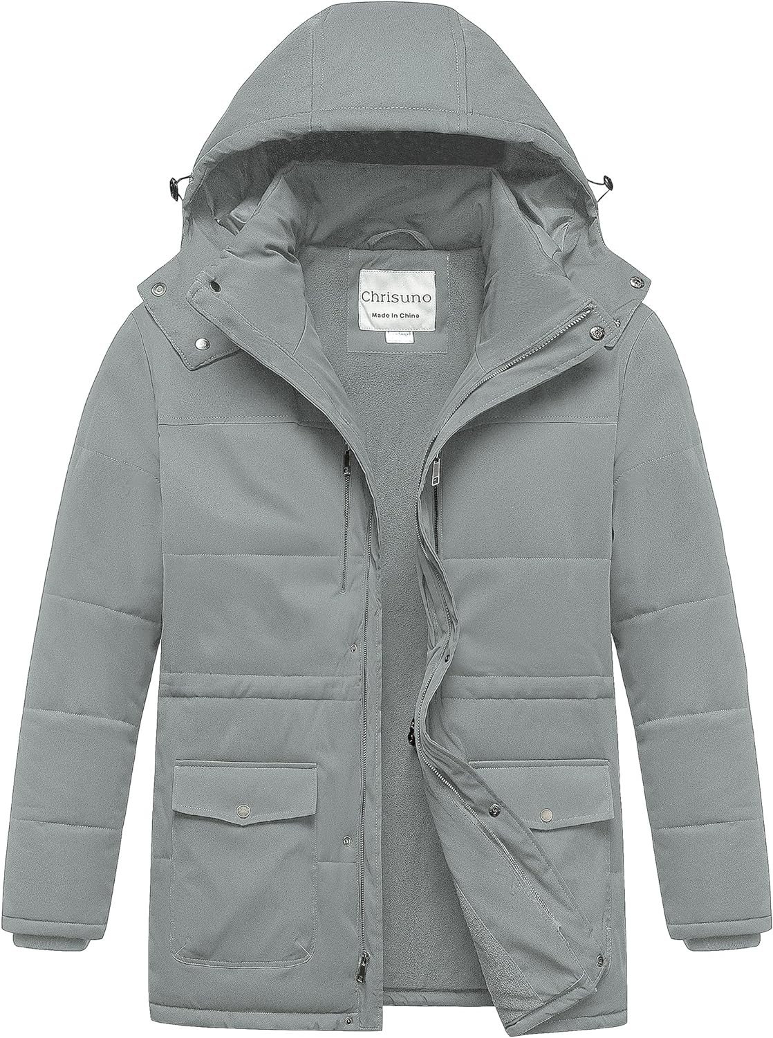 Chrisuno Men s Big and Tall Winter Coat Insulated Military Parka Jacket Waterproof Fleece Lined Thickened Detachable Hood