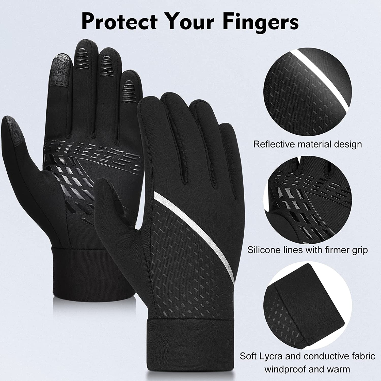 Men s Lightweight Winter Cycling Gloves: Flexible Touchscreen & Anti-Slip Grip Warm Gloves - Thermal Fleece Lining for Sporting, Driving, Running in Cold Weather