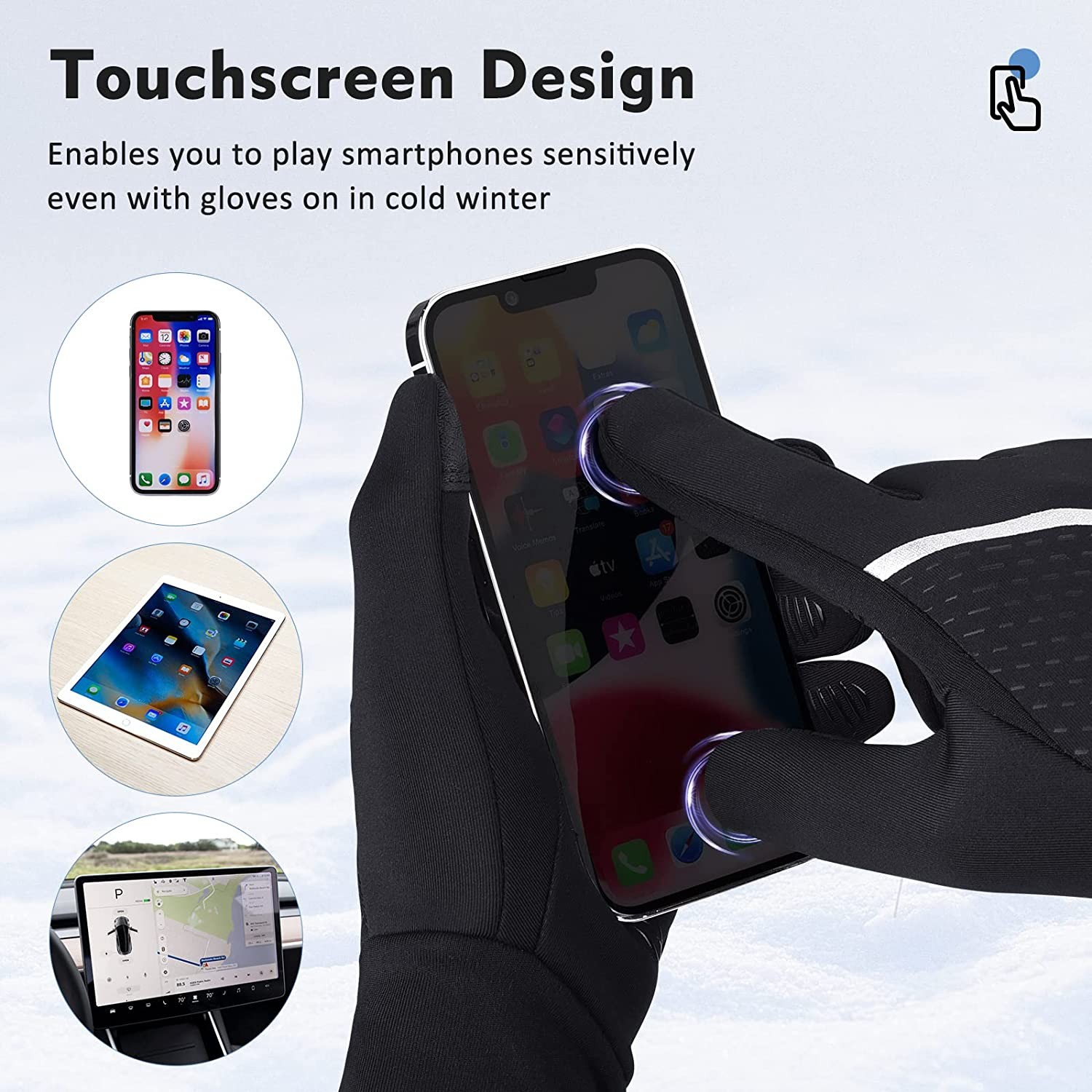 Men s Lightweight Winter Cycling Gloves: Flexible Touchscreen & Anti-Slip Grip Warm Gloves - Thermal Fleece Lining for Sporting, Driving, Running in Cold Weather