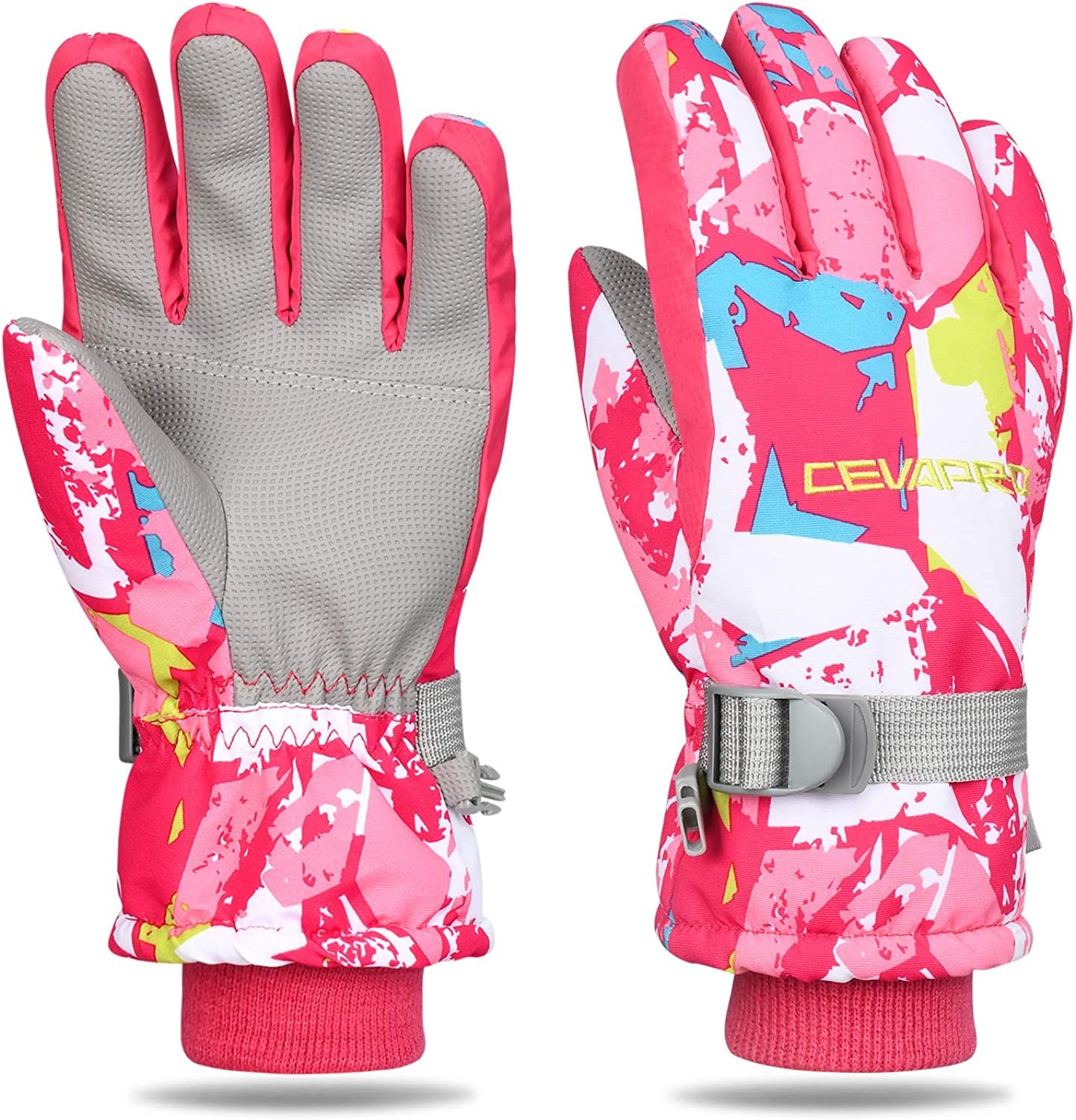 Cevapro -30℉ Ski Gloves Kids Winter Snow Gloves Waterproof Cold Weather Gloves for Boys Girls