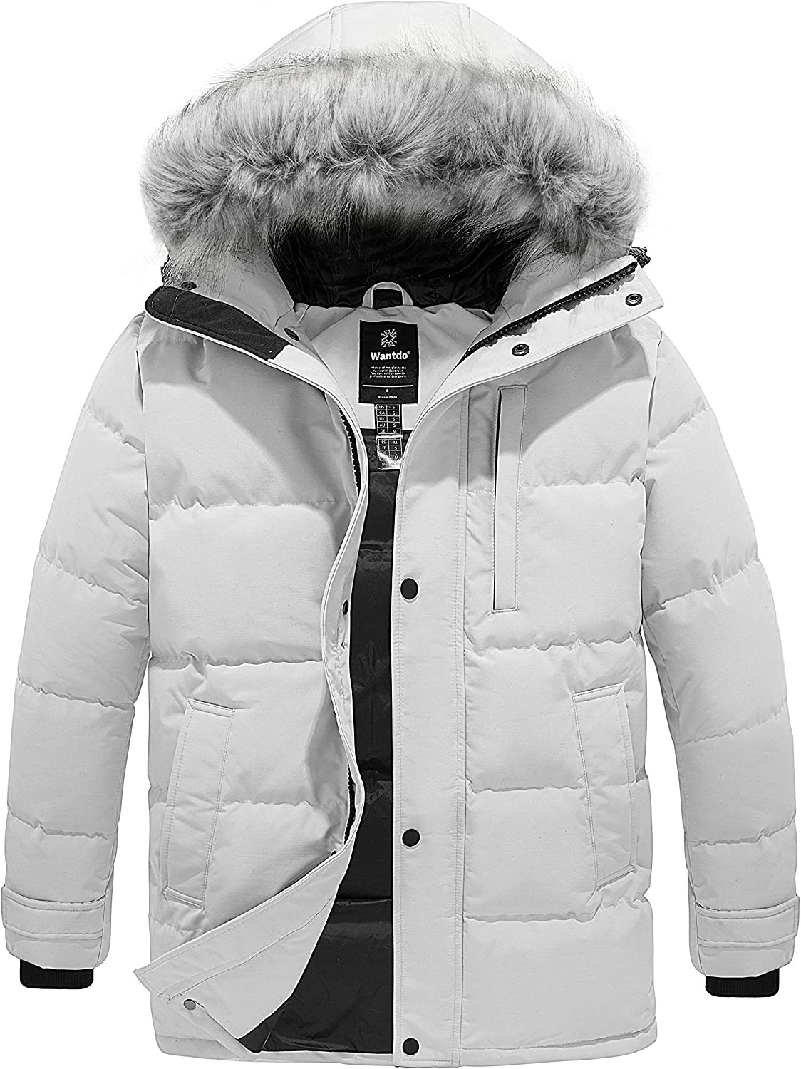 Wantdo Men s Winter Jacket Thicken Winter Coat Warm Puffer Jacket with Fur Hood