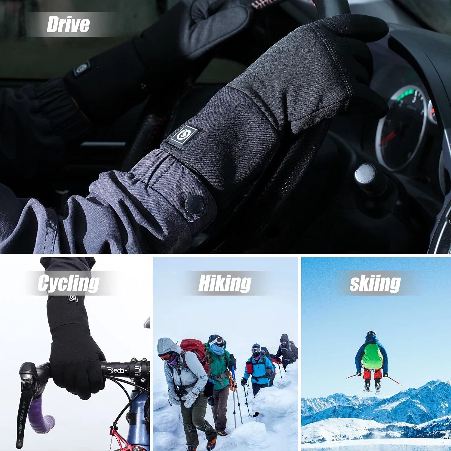 Haeglauv Rechargeable Heated Glove Liners - Men Women Electric Battery Powered Hand Warmers for Winter Outdoor Thin Gloves