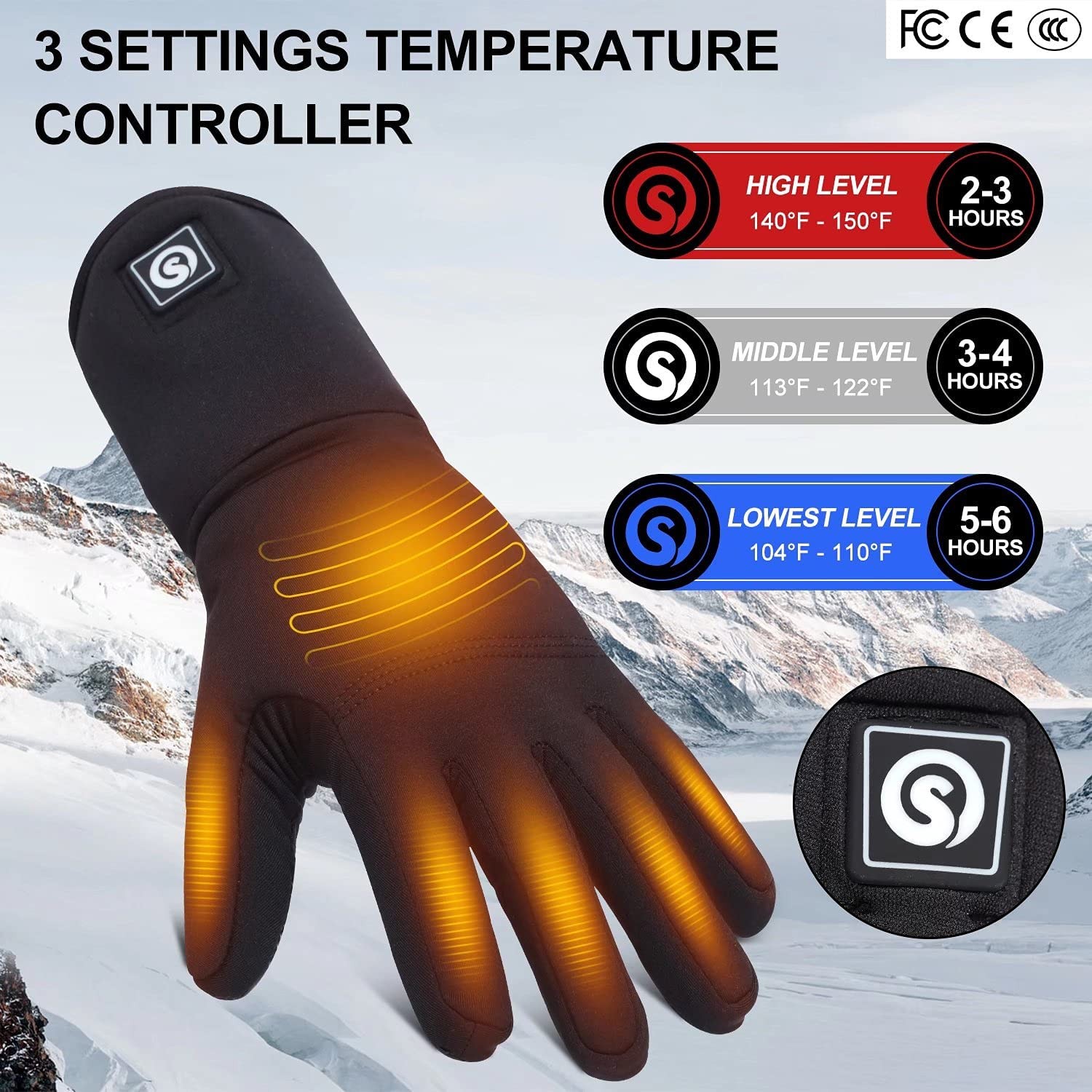Haeglauv Rechargeable Heated Glove Liners - Men Women Electric Battery Powered Hand Warmers for Winter Outdoor Thin Gloves