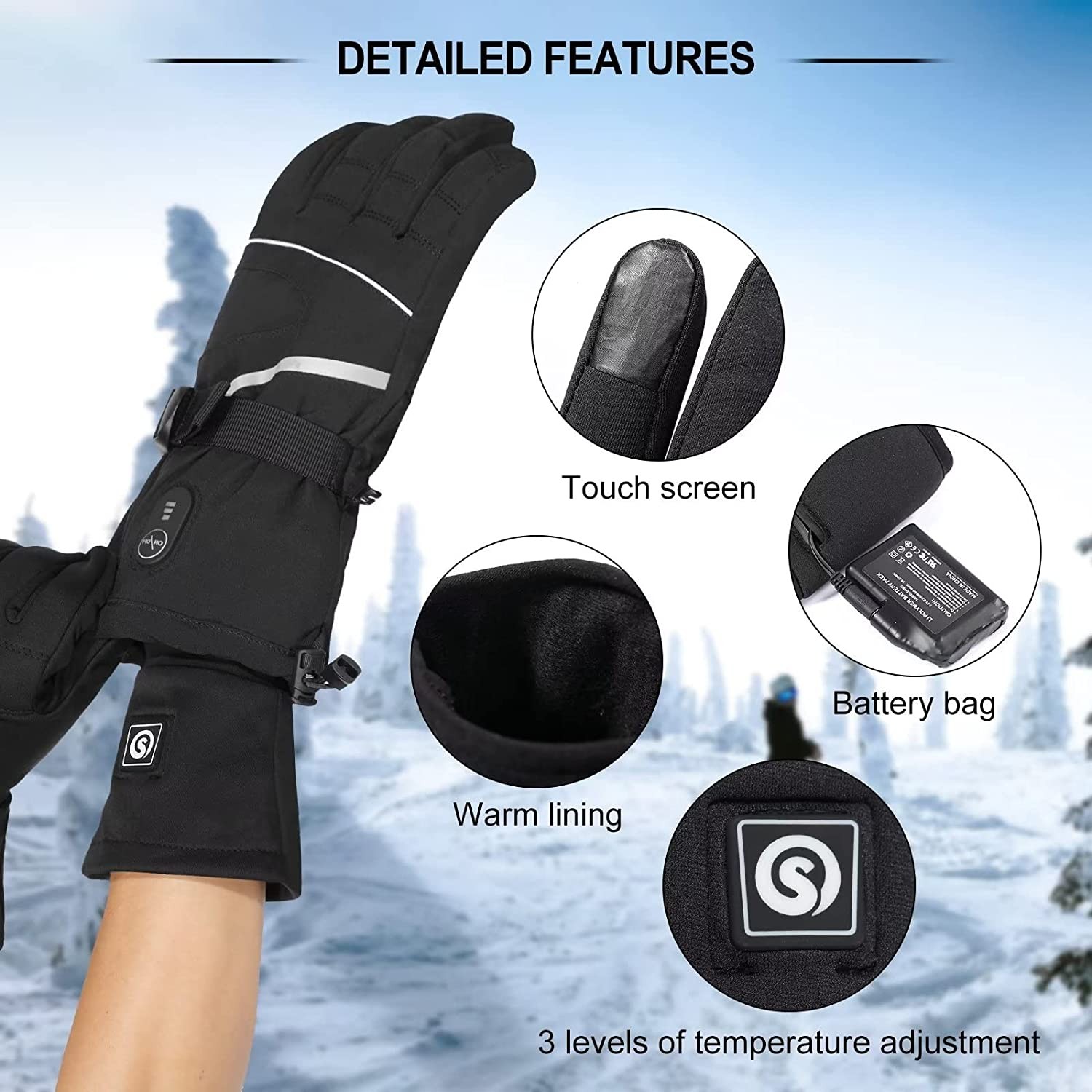 Haeglauv Rechargeable Heated Glove Liners - Men Women Electric Battery Powered Hand Warmers for Winter Outdoor Thin Gloves