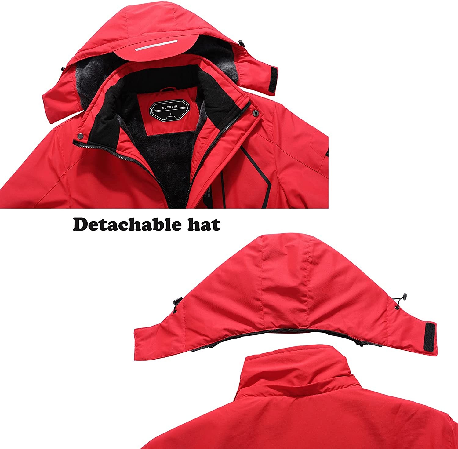 Men s Waterproof Ski Jacket Warm Winter Snow Coat Hooded Raincoat