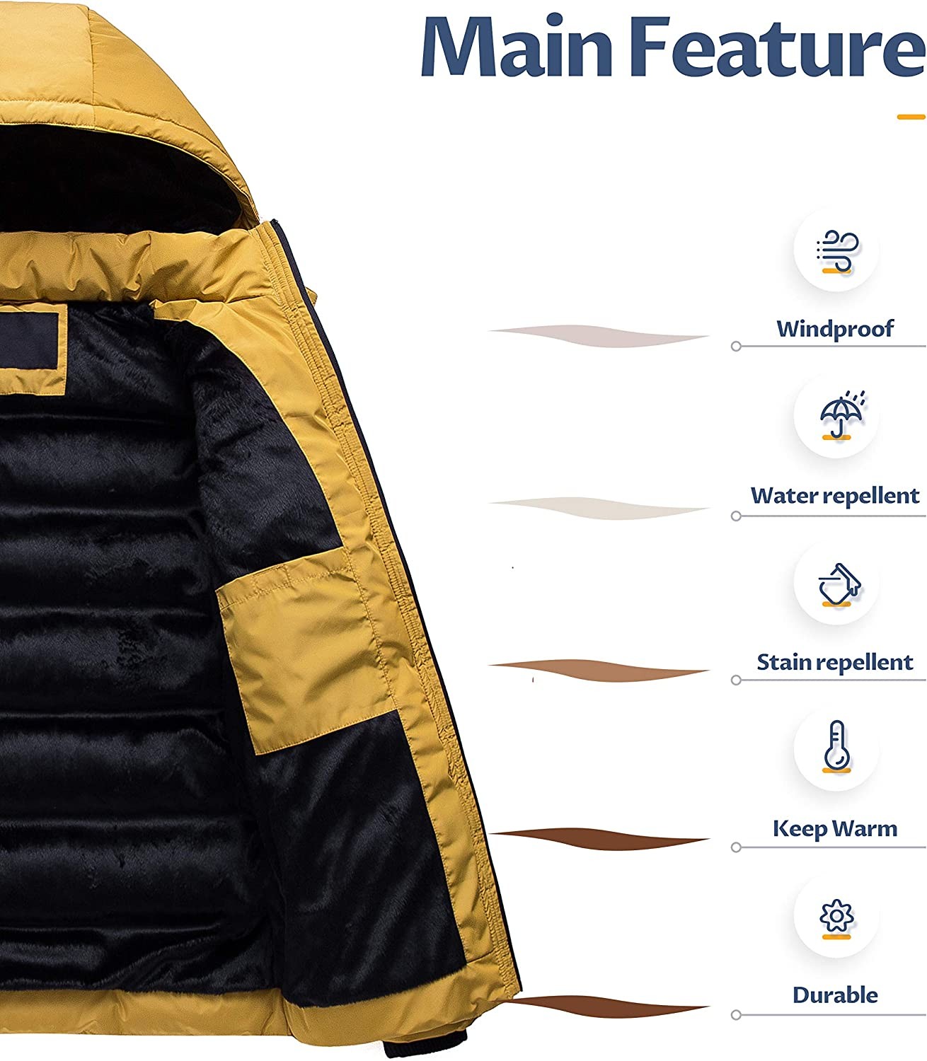 Men s Puffer Jacket Waterproof Winter Parka jacket Warm Thicken Ski Coat