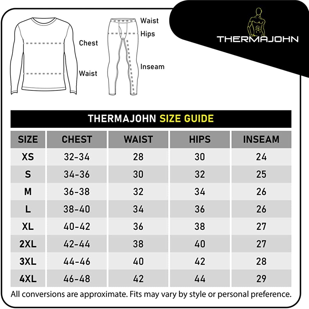 Thermajohn Long Johns Thermal Underwear for Men Fleece Lined Base Layer Set for Cold Weather