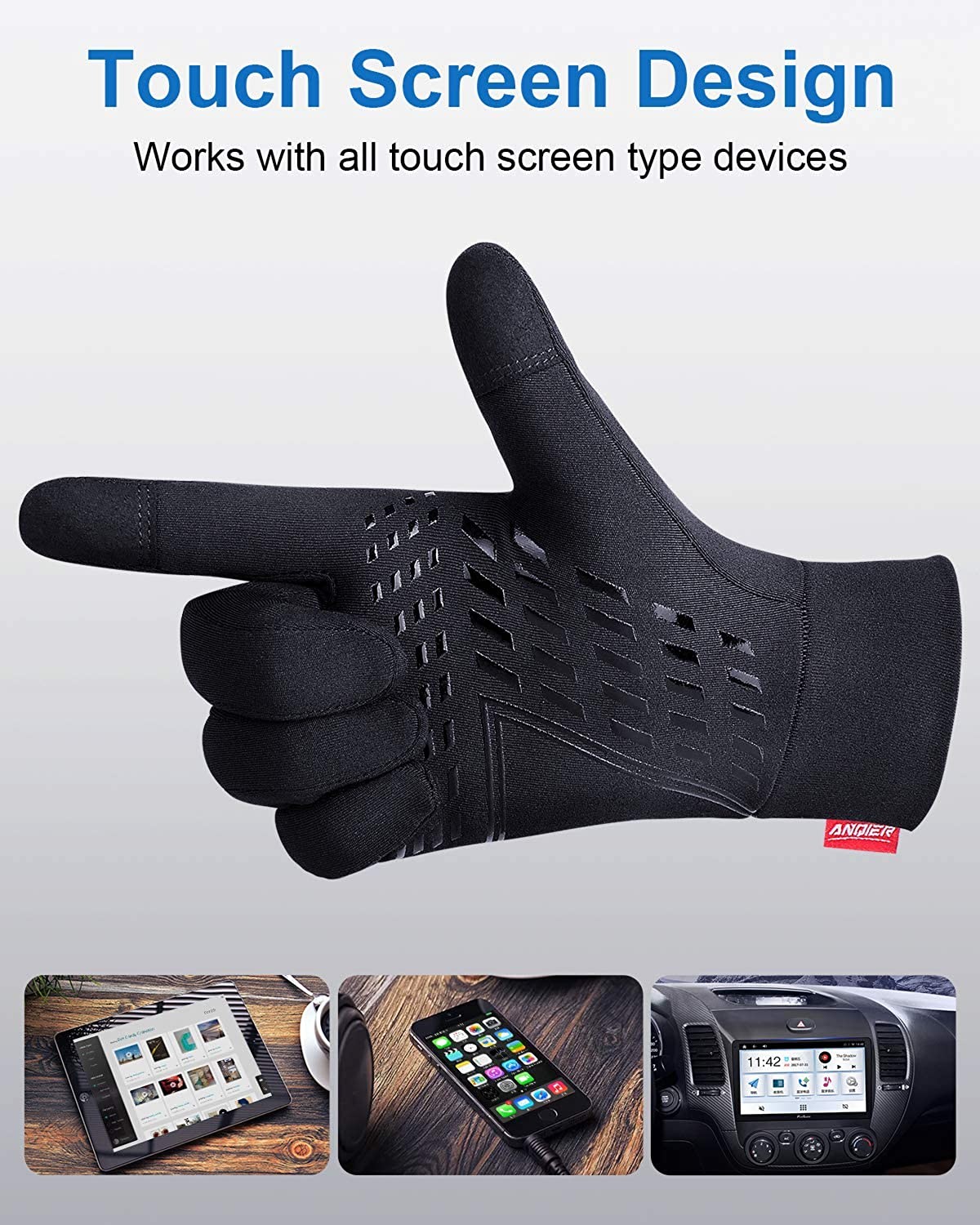 Lanyi Running Sports Gloves Compression Lightweight Windproof Anti-Slip Touchscreen Warm Liner Cycling Work Gloves Men Women