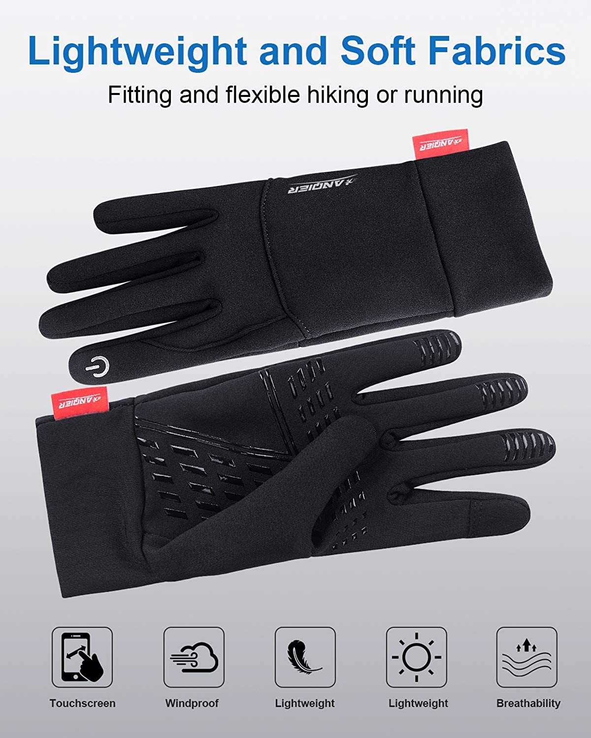 Lanyi Running Sports Gloves Compression Lightweight Windproof Anti-Slip Touchscreen Warm Liner Cycling Work Gloves Men Women