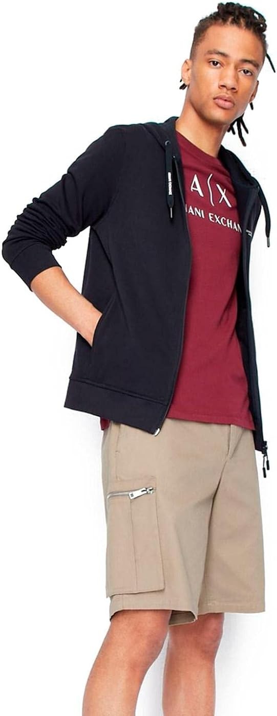 A|X ARMANI EXCHANGE Men s Zip Up Hooded Sweatshirt with Chest Logo