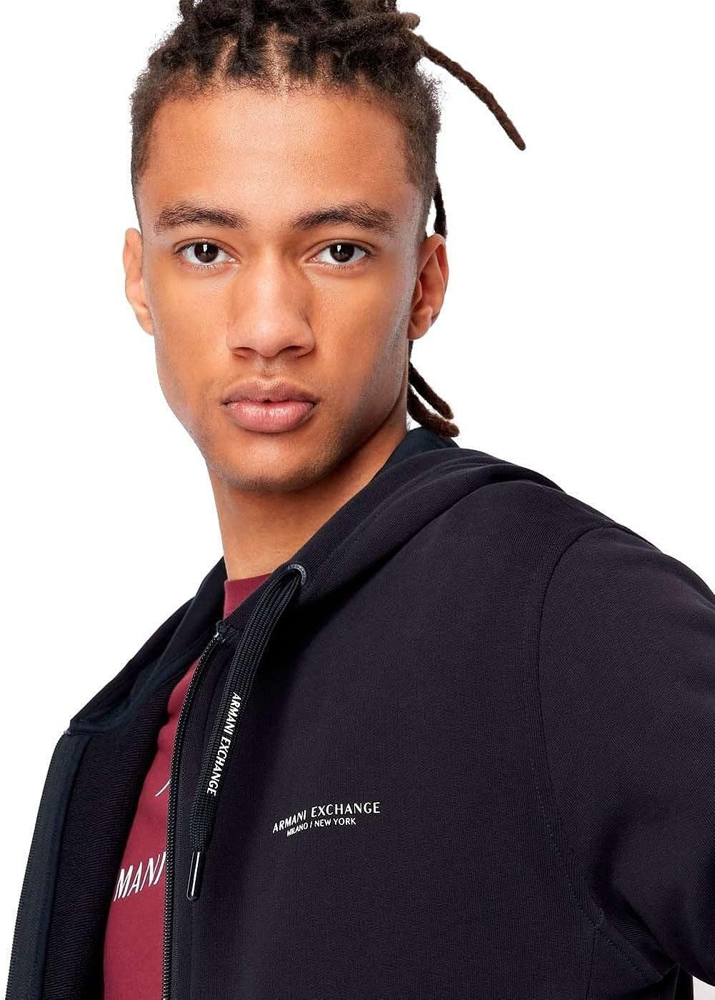 A|X ARMANI EXCHANGE Men s Zip Up Hooded Sweatshirt with Chest Logo