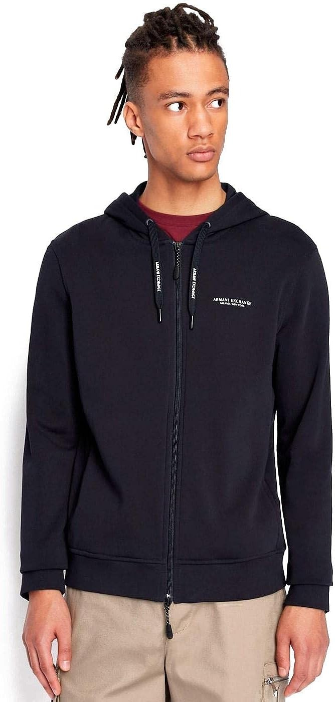 A|X ARMANI EXCHANGE Men s Zip Up Hooded Sweatshirt with Chest Logo