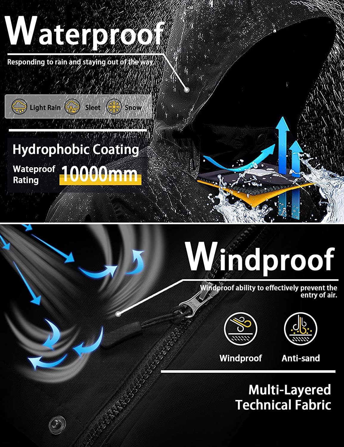 GEMYSE Men s Mountain Waterproof Ski Snow Jacket Winter Windproof Rain Jacket