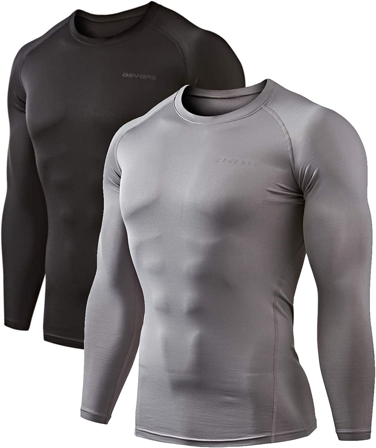 DEVOPS 2 Pack Men s Thermal Long Sleeve Compression Shirts