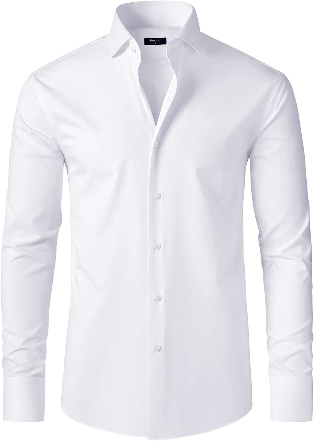 REXIUD Men s Dress Shirt Bamboo Stretch Formal Shirt Business Casual Cutaway Collar Long Sleeve Convertible Cuffs Solid