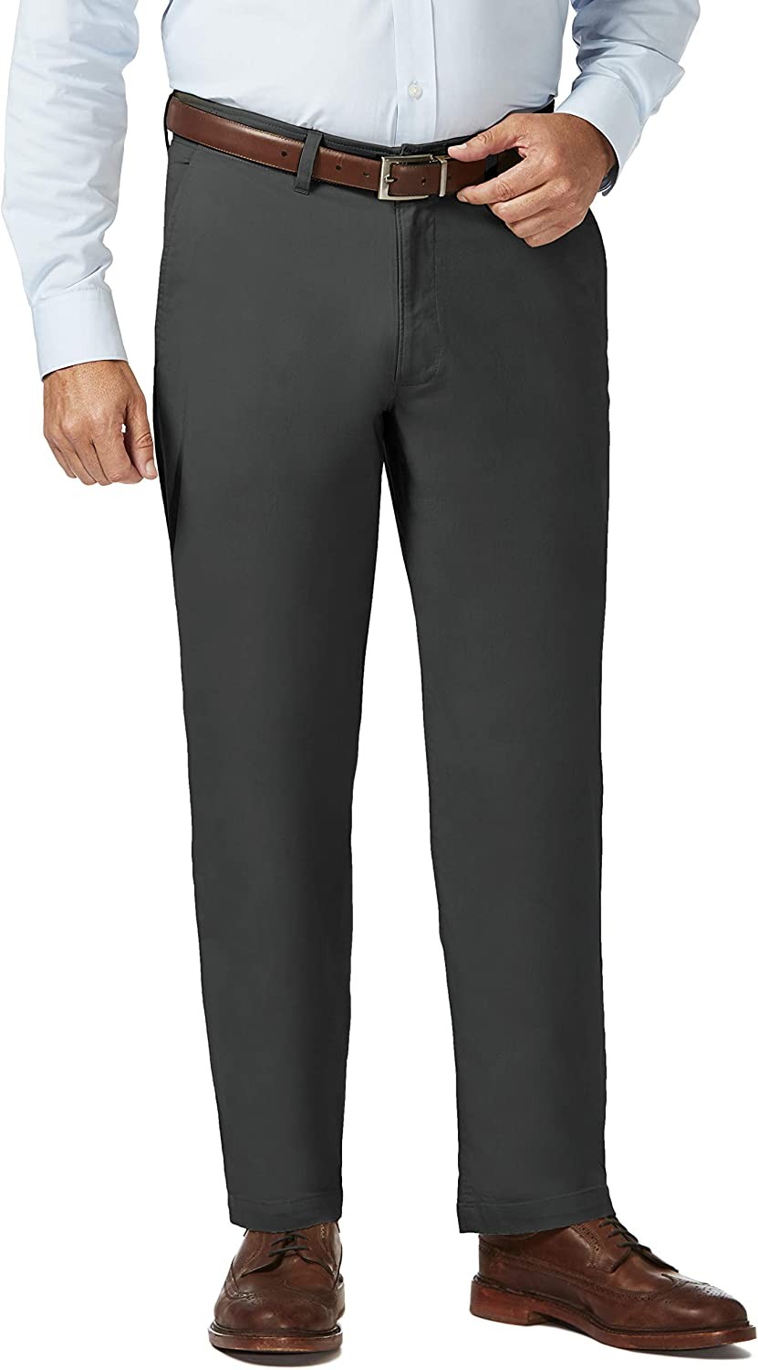 Haggar Men s Comfort Classic Fit Flat Front Flex Waistband Khaki Pant Reg. and Big & Tall Sizes