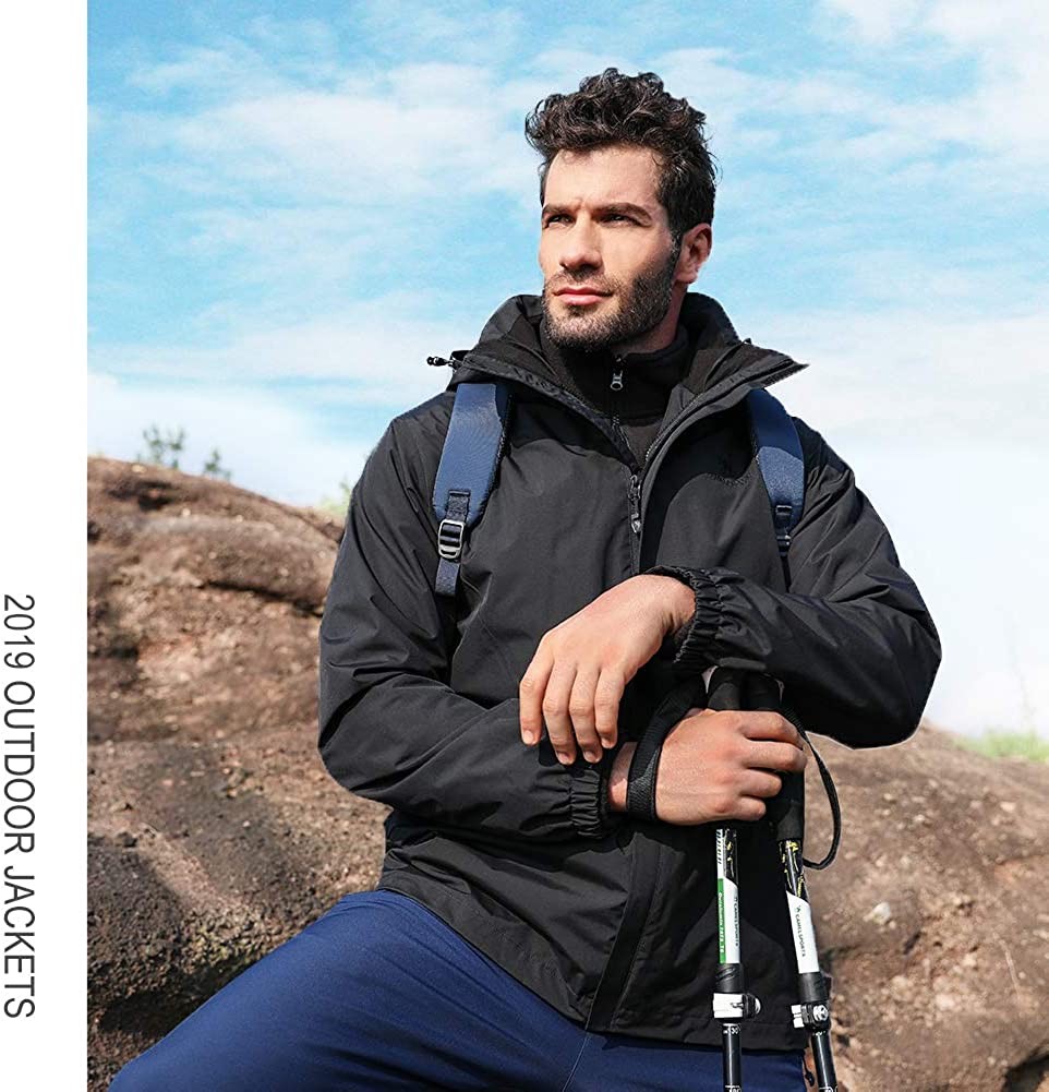 CAMEL CROWN Men’s Ski Jacket 3 in 1 Waterproof Winter Jacket Snow Jacket Windproof Hooded with Inner Warm Fleece Coat