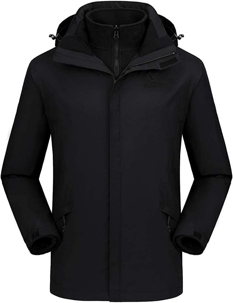 CAMEL CROWN Men’s Ski Jacket 3 in 1 Waterproof Winter Jacket Snow Jacket Windproof Hooded with Inner Warm Fleece Coat