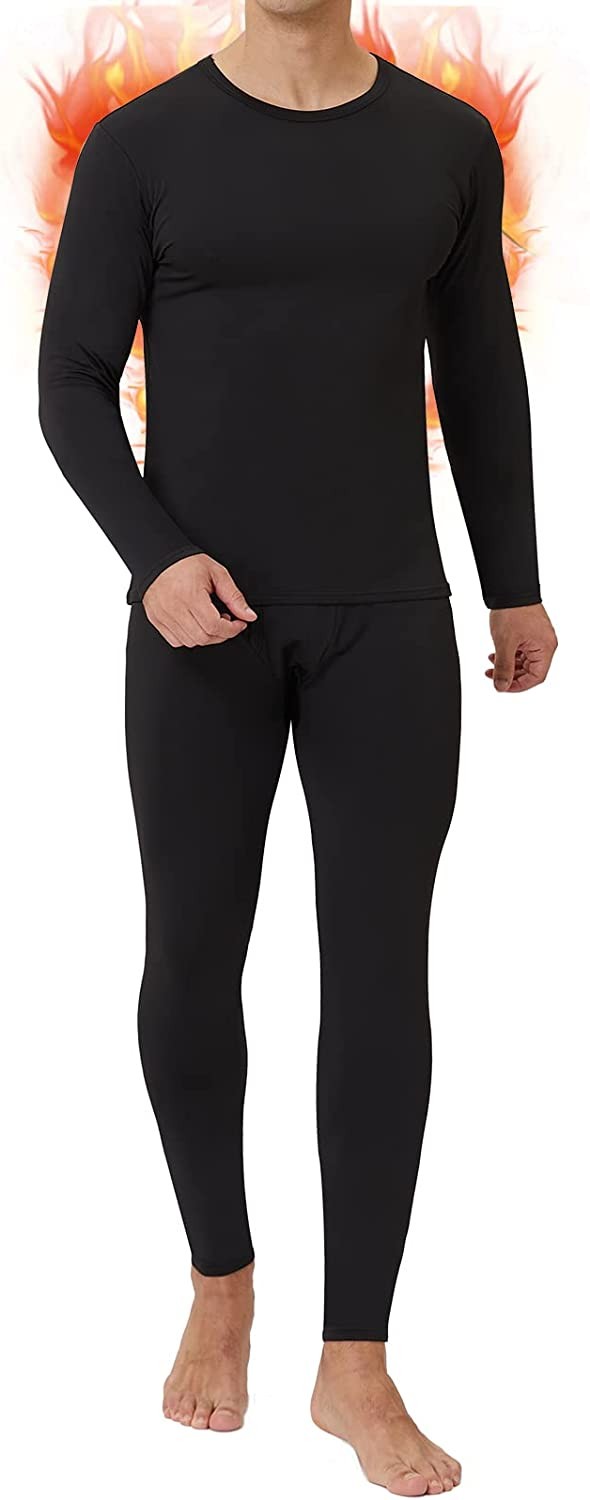 Thermal Underwear for Men, Ultra Soft Long Johns Set Fleece Lined Warm Base Layer Top and Bottom for Cold Weather