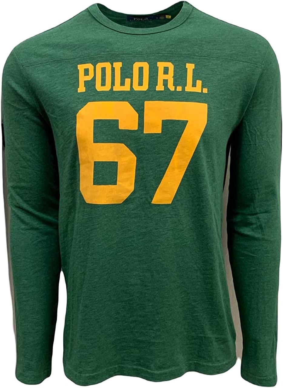 POLO RALPH LAUREN Mens Screened 67 Logo Jersey Long Sleeve T-Shirt (S, Green Heather)