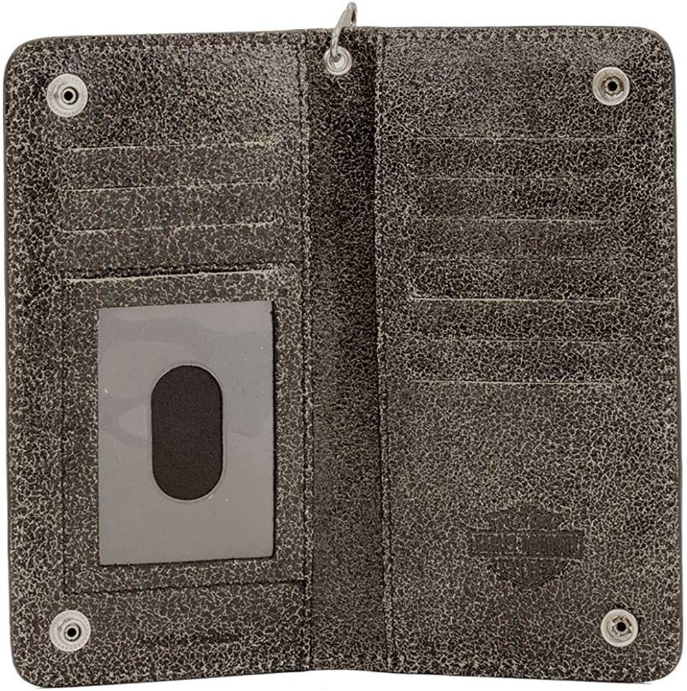 Men s Burnished Bi-Fold Skull Biker Chain Wallet BM2616L-TanBlk