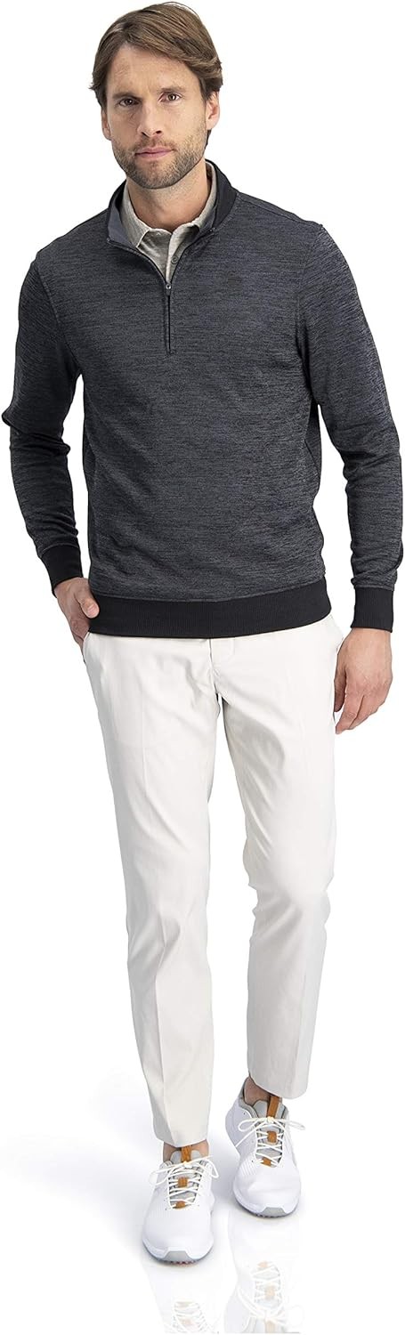 Three Sixty Six Dry Fit Pullover Sweaters for Men - Quarter Zip Fleece Golf Jacket - Tailored Fit