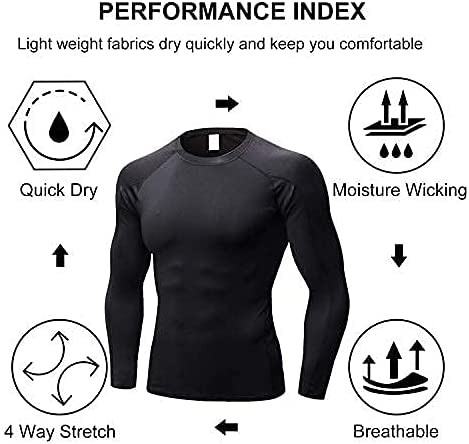 3 Packs Athletic Shirts for Men, Cooling Shirts for Men, Long Sleeve Compression Shirts for Men, Workout Tops for Men