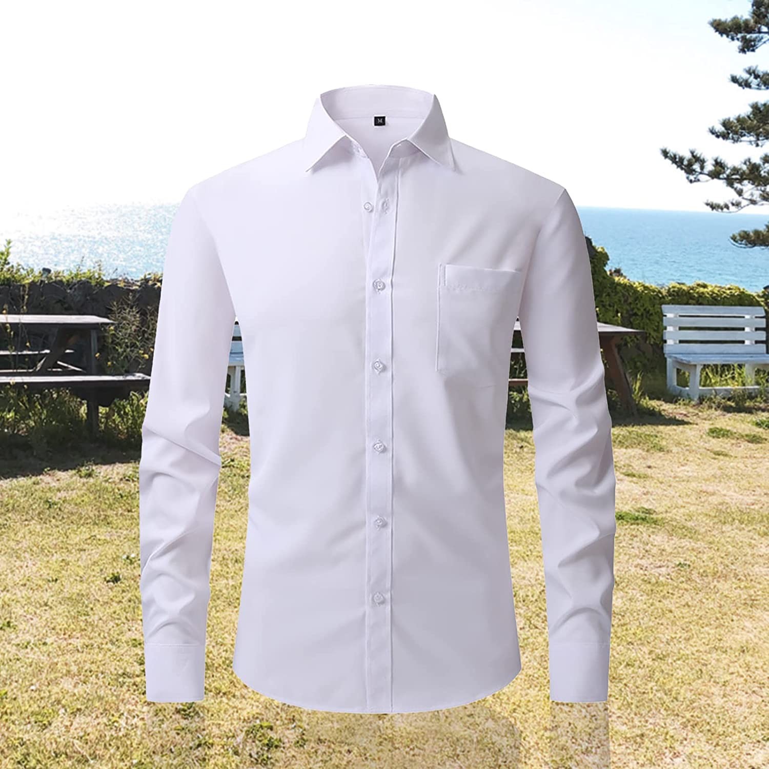 Come Wonka Mens Long Sleeve Button Down Dress Shirts Casual Business Regular Fit Shirt Solid Formal Dress Shirt with Pocket
