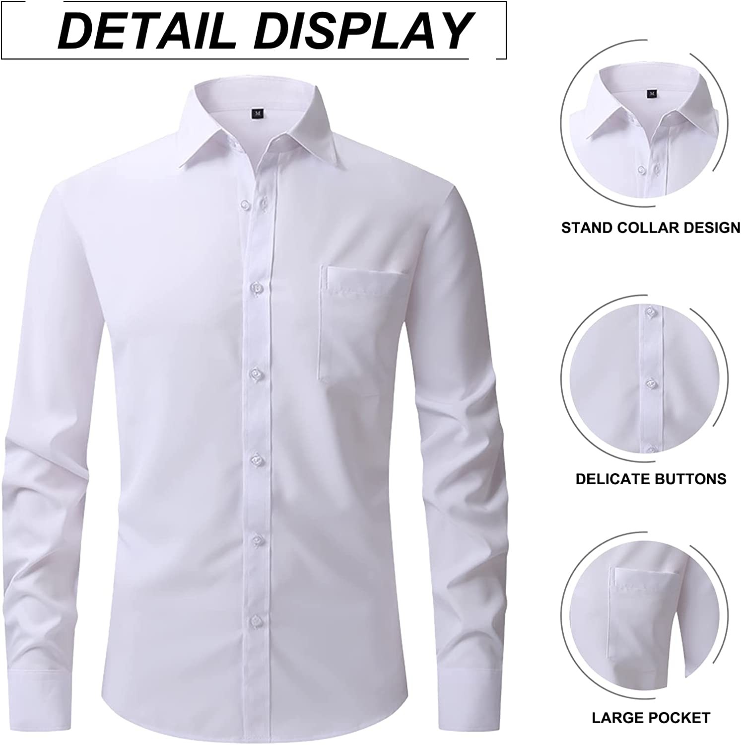 Come Wonka Mens Long Sleeve Button Down Dress Shirts Casual Business Regular Fit Shirt Solid Formal Dress Shirt with Pocket