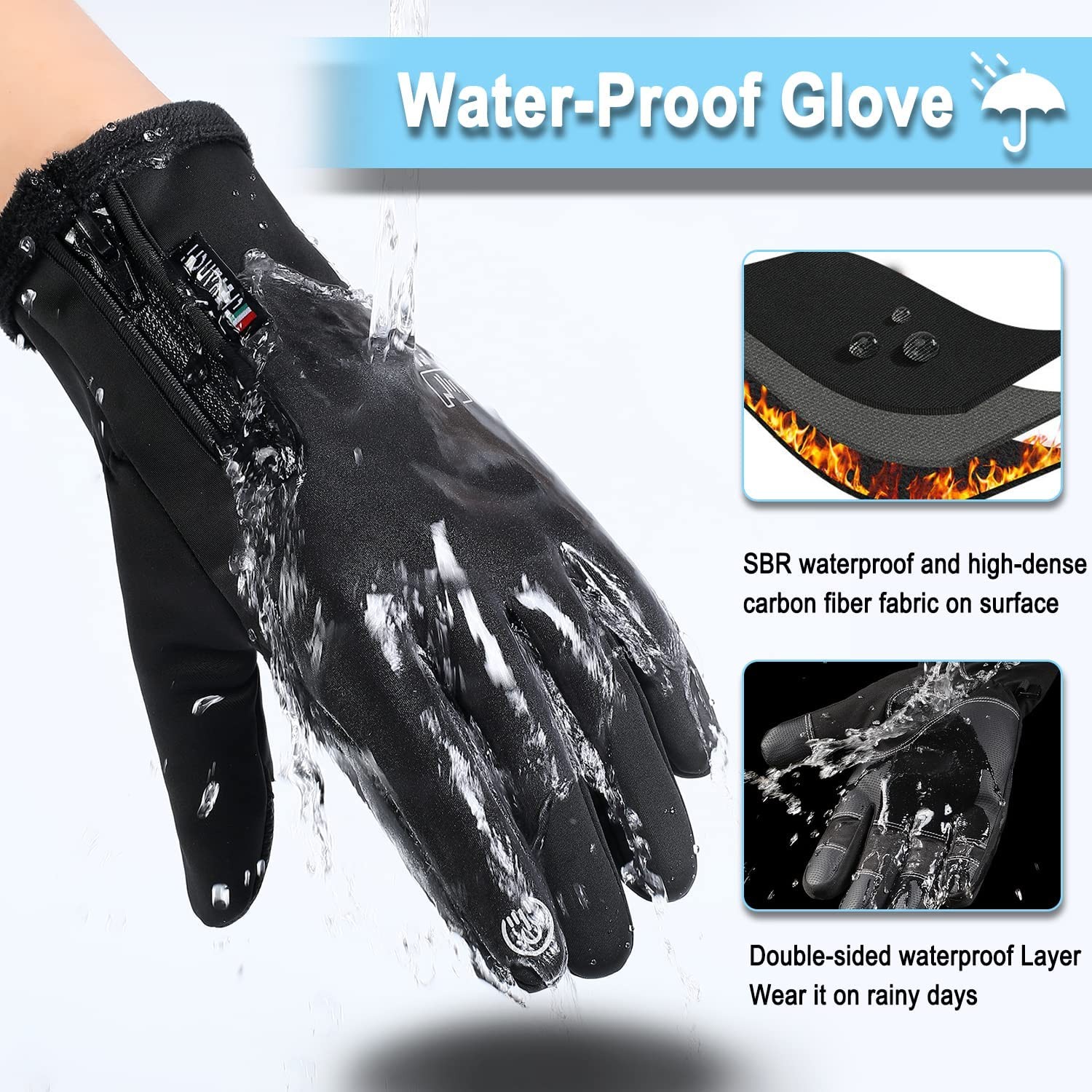 Weitars Winter Gloves for Men Women Waterproof Gloves,Touchscreen Gloves Thermal Snow Gloves For Cycling,Driving,Running
