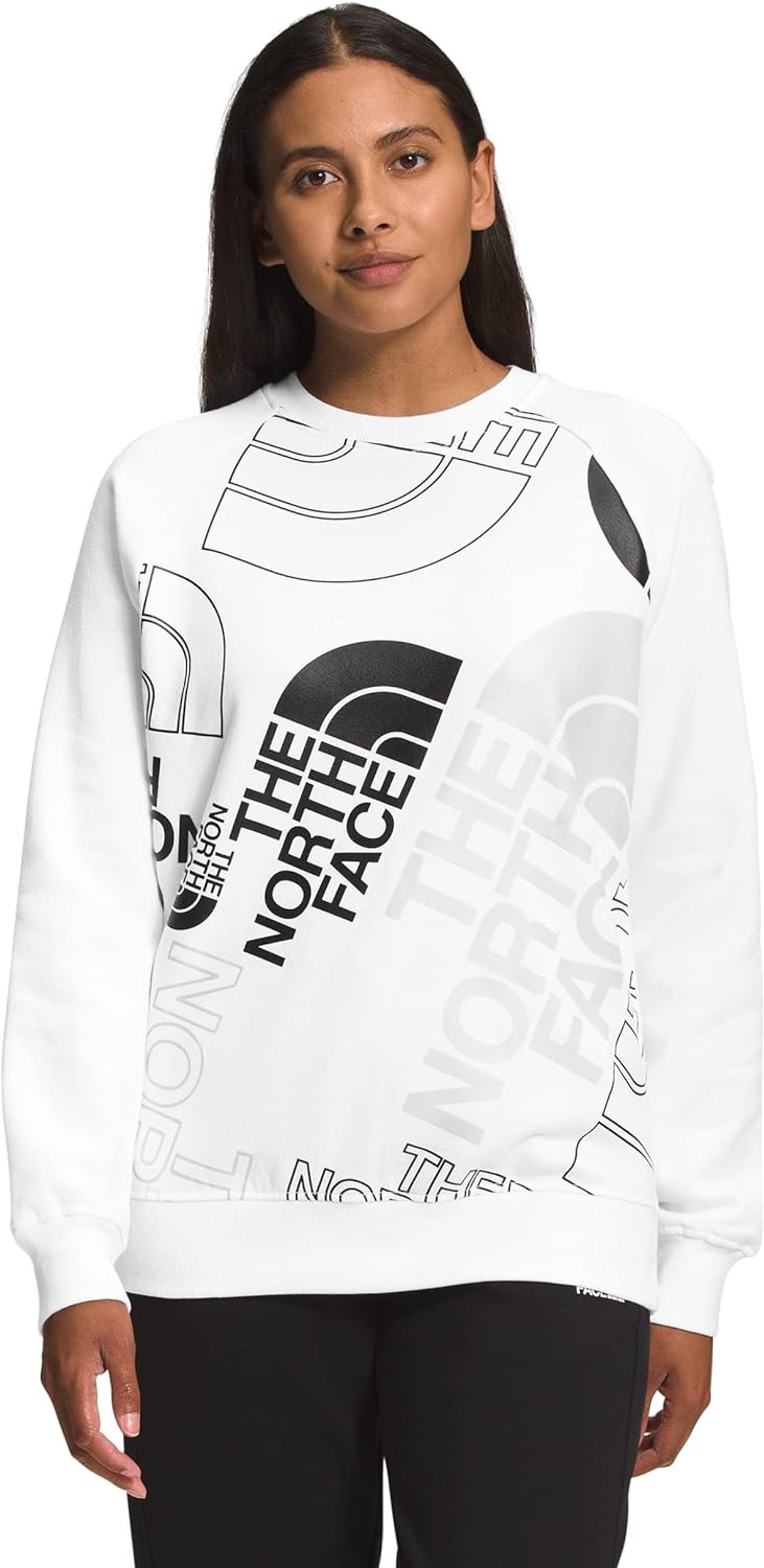 THE NORTH FACE Women s Graphic Injection Crew, TNF White/Tin Grey, X-Small