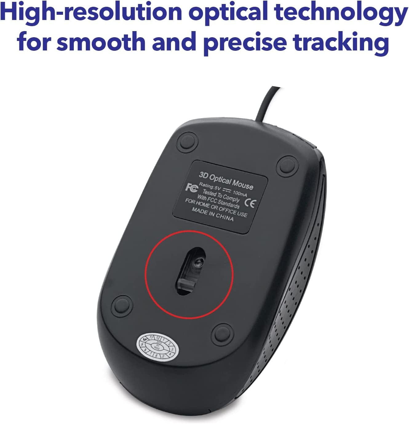 Verbatim Wired USB Computer Mouse - Corded USB Mouse for Laptops and PCs - Right or Left Hand Use, Black 98106