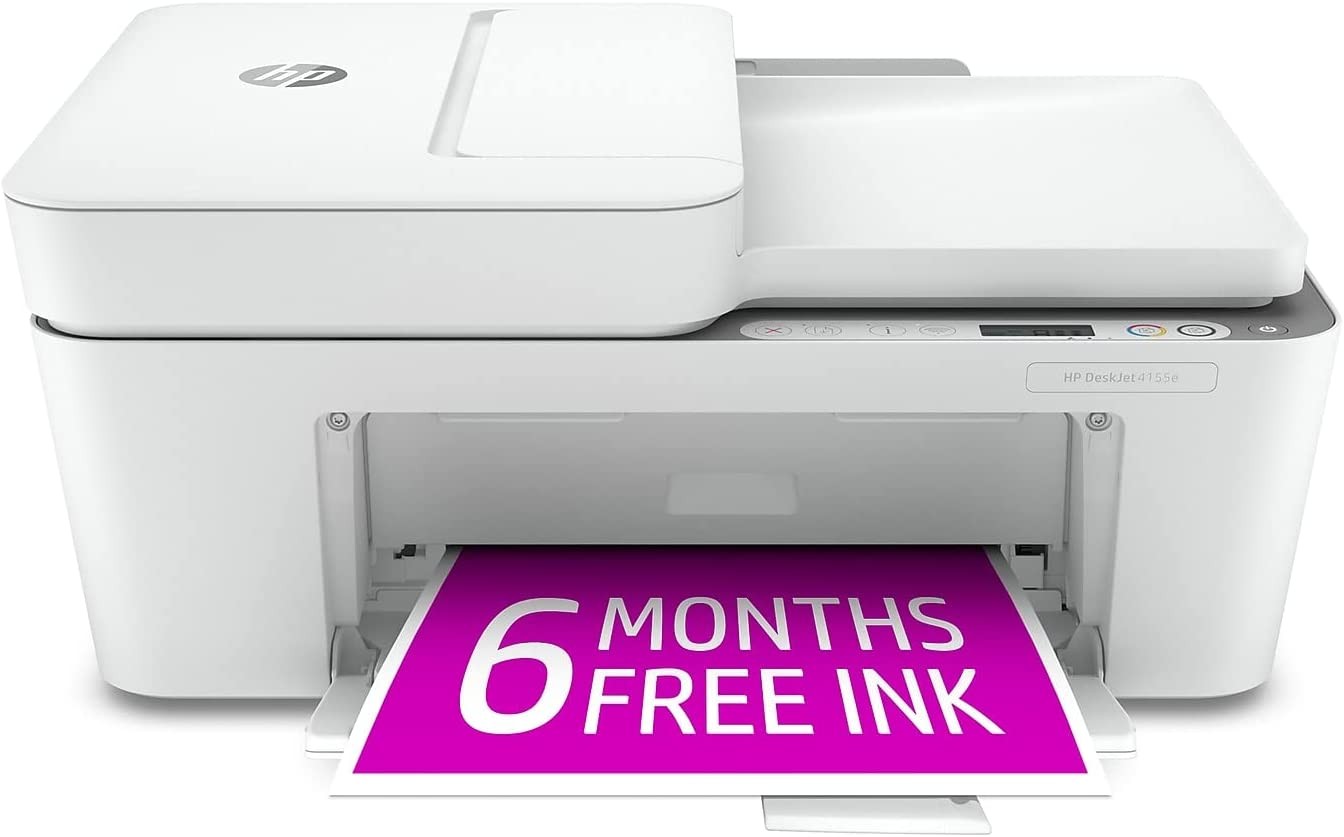 HP DeskJet 4155e Wireless Color All-in-One Printer with bonus 6 months Instant Ink with HP+ (26Q90A).