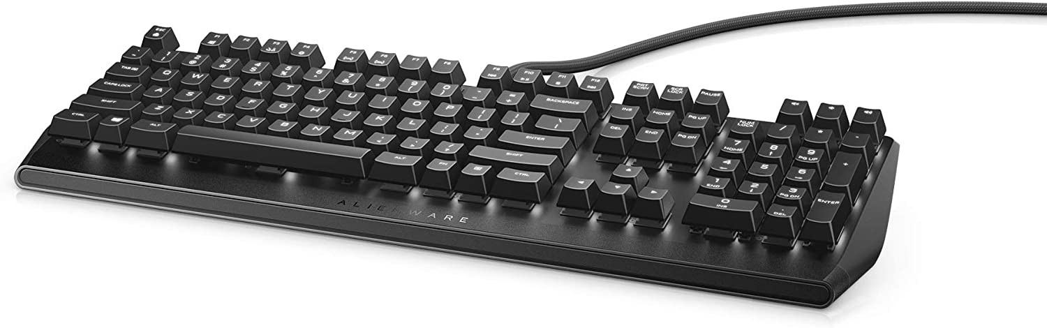 Alienware - AW310K Mechanical Gaming Keyboard AW310K: Cherry MX Red Switches - Nkro - Per-Key White LED - USB Passthrough & Media Control - 5 Onboard Profiles Black
